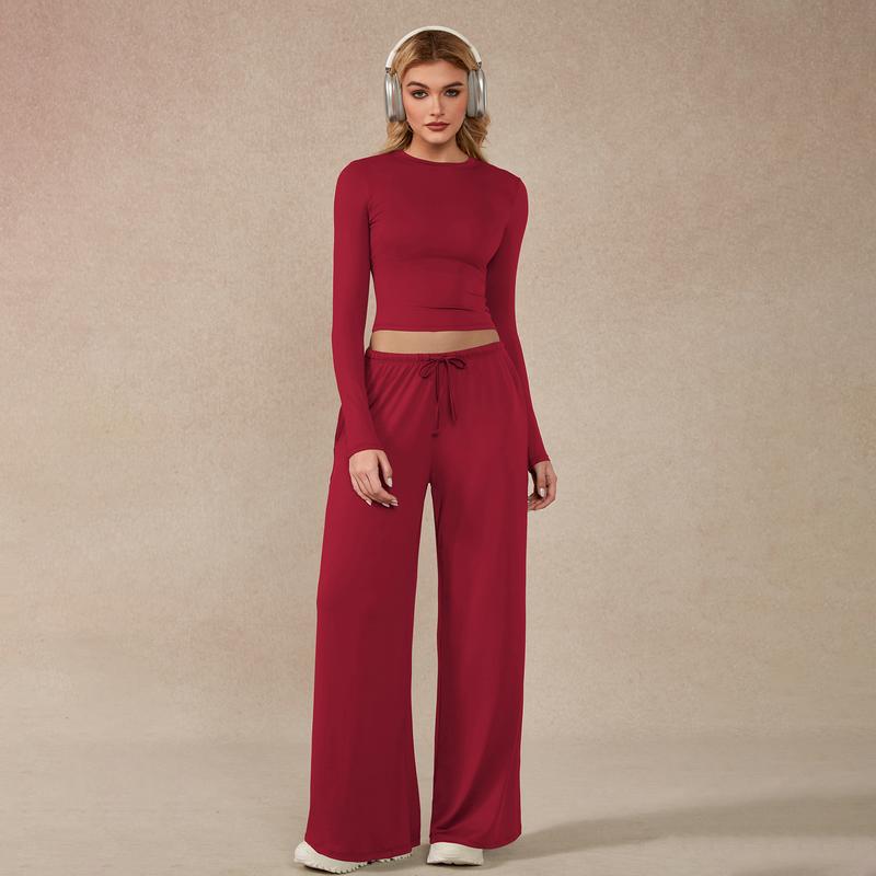 🎁 Hot Sale 49% OFF 🔥Crop Top Straight Leg Pants 2-Piece Lounge Set