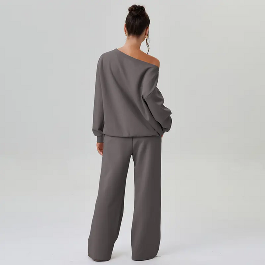 Casual Women's Co-Ord Set|Loose Scoop Neck Top + Wide Leg Pants|Comfortable Everyday Wear