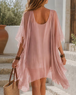 Chiffon Slip Dress with Sheer Cover-Up Two Piece