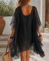 Chiffon Slip Dress with Sheer Cover-Up Two Piece