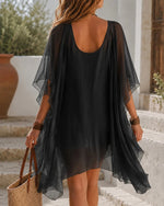 Chiffon Slip Dress with Sheer Cover-Up Two Piece