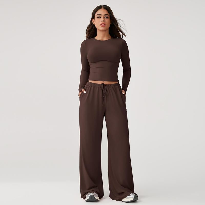 🎁 Hot Sale 49% OFF 🔥Crop Top Straight Leg Pants 2-Piece Lounge Set