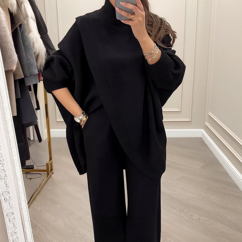 🎁Winter Hot Sale 50% OFF💝Women's 2-piece set – Asymmetrical sweater + Wide-Leg pants