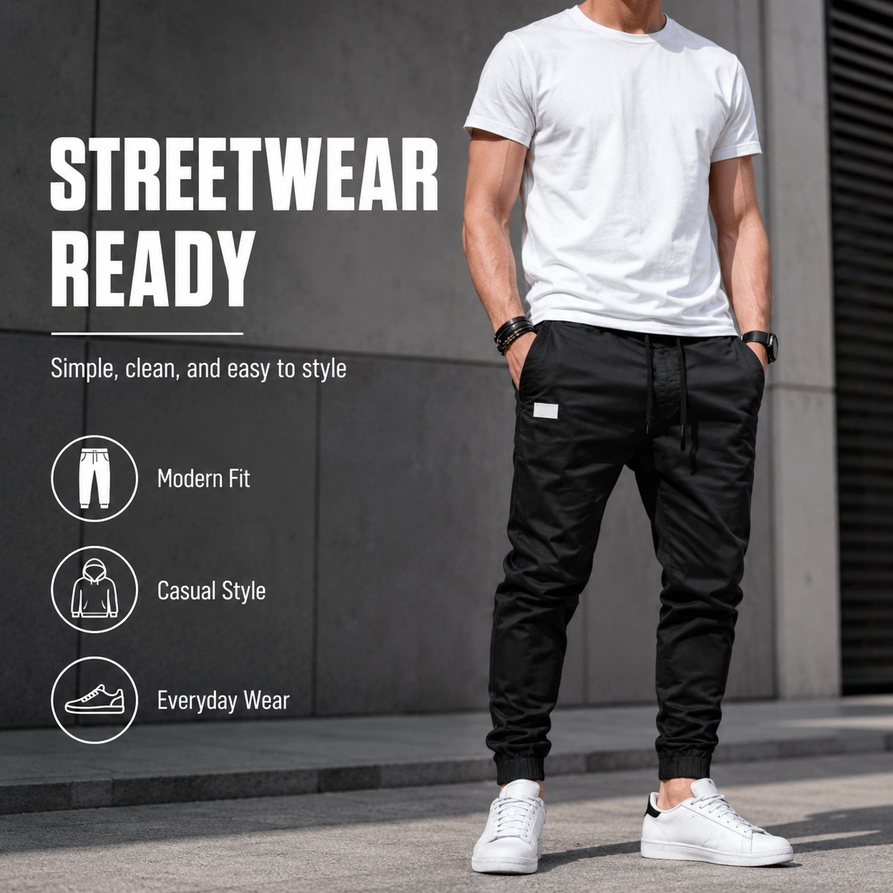 👖 50% OFF NOW! 🏃 Men's Casual Joggers – Drawstring Elastic Waist, Slim Fit & High Stretch – Perfect for All Seasons 🌧️
