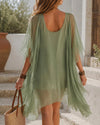 Chiffon Slip Dress with Sheer Cover-Up Two Piece