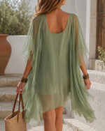 Chiffon Slip Dress with Sheer Cover-Up Two Piece