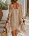 Chiffon Slip Dress with Sheer Cover-Up Two Piece