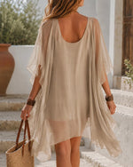 Chiffon Slip Dress with Sheer Cover-Up Two Piece