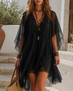 Chiffon Slip Dress with Sheer Cover-Up Two Piece