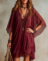 Chiffon Slip Dress with Sheer Cover-Up Two Piece