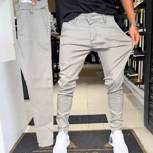 Men's Slim-Fit Casual Solid Color Pants