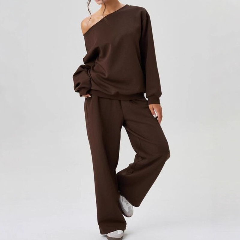 Casual Women's Co-Ord Set｜Loose Scoop Neck Top + Wide Leg Pants｜Comfortable Everyday Wear